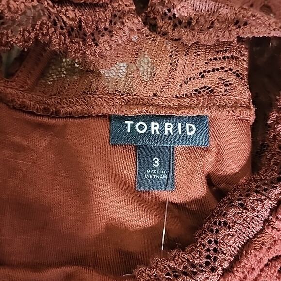 Torrid Brown Lace Short Sleeve Bodysuit Womens Plus Size 3X NWT - Picture 9 of 11